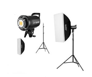 Kit luce video Godox SL60W Duo LED 2x60W 5600K Bowens 2 softbox con griglia