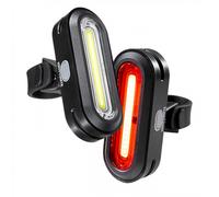 Kit Luci Bici LED Ricaricabili USB Anteriore & Posteriore 150 Lumen, 6 Modalità, Nero