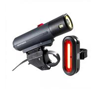 Kit Luci Bici USB Ricaricabili Nero - 650lm Anteriore, 50lm Posteriore