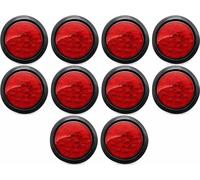 Kit Luci Posteriori LED Rotonde Rosse 4" 12 LED Stop/Turn/Tail Pigtail 10 Pezzi