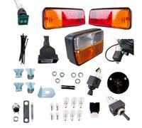Kit Luci Trattore Anteriore Posteriore Alogene-Cavo 4m-7 Poli-Con Lampadine-AMA