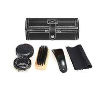Kit lucidante per scarpe, set da 6 pezzi, con spazzole, pulizia compatta e custodia in poliuretano