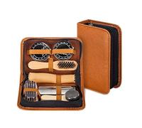 Kit Lustrascarpe Con Custodia In Pelle PU, Spazzola Lustrascarpe Da Viaggio 7 Pz
