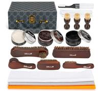 Kit lustrascarpe,kit lucido da scarpe deluxe-Lucido da scarpe nero,marrone e neutro con pennelli,panno lucidante e altro-Regalo perfetto per il kit per la cura delle scarpe e degli stivali in pelle