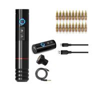 Kit Macchina For Tatuaggi Completo Motore Coreless Con Penna For Trucco Permanente Wireless 2 Aghi For Tatuaggio A Batteria Da 20 Pezzi Azionamento Di Precisione(Red kit)
