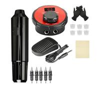 Kit Macchina For Tatuaggi Schermo Digitale LCD Alimentatore For Set Di Inchiostri For Penne For Trucco Permanente Con Aghi For Cartuccia Da 5 Pezzi Facile Da Usare(Tattoo kit-black)