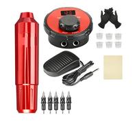 Kit Macchina For Tatuaggi Schermo Digitale LCD Alimentatore For Set Di Inchiostri For Penne For Trucco Permanente Con Aghi For Cartuccia Da 5 Pezzi Azionamento Di Precisione(Tattoo kit-red)