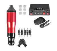 Kit macchina for tatuaggi Set completo di inchiostri for penne for rotanti con alimentatore for LCD Azionamento Di Precisione(Red Kit)