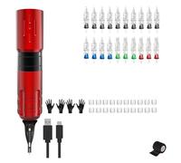 Kit Macchina For Tatuaggi Wireless Penna Rotativa Professionale For Con 20 Inchiostri For Aghi A Cartuccia For Trucco Completo For Principianti Facile Da Usare(Wireless Kit D)