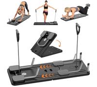 Kit macchinario reformer per pilates 5 in 1 con contatore LED, rullo di rimbalzo automatico, tavola per esercizio multiuso per esercizi a casa, nero