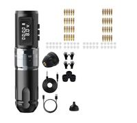 Kit Macchinetta For Tatuaggi Batteria Wireless Penna For Corsa Regolabile 2.2-4.0mm Motore Coreless Professionale 1800mAh Azionamento Di Precisione(1battery silver)