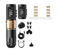 Kit Macchinetta For Tatuaggi Batteria Wireless Penna For Corsa Regolabile 2.2-4.0mm Motore Coreless Professionale 1800mAh Azionamento Di Precisione(2battery gold)