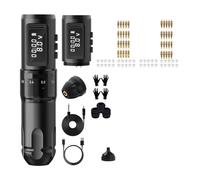 Kit Macchinetta For Tatuaggi Batteria Wireless Penna For Corsa Regolabile 2.2-4.0mm Motore Coreless Professionale 1800mAh Azionamento Di Precisione(2battery black)