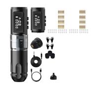 Kit Macchinetta For Tatuaggi Batteria Wireless Penna For Corsa Regolabile 2.2-4.0mm Motore Coreless Professionale 1800mAh Facile Da Usare(2battery silver)