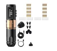 Kit Macchinetta For Tatuaggi Batteria Wireless Penna For Corsa Regolabile 2.2-4.0mm Motore Coreless Professionale 1800mAh Azionamento Di Precisione(1battery gold)