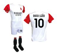 Kit Maglia Bianca Rafa Leao 10 Milan Pantaloncino e Calzettoni 2025-26 ufficiale