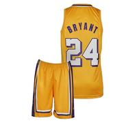 Kit Maglia e Pantaloncini da Basket per Bambini Amdrabola Lakers, Nero, Giallo, Per gli Amanti del Basket (4-13 Anni)