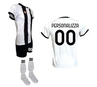 Kit Maglietta Bianconera Pantaloncino e Calzettoni Personalizza con Il Tuo Nome o Giocatore Preferito creata utilizzando Maglia Replica Autorizzata per Adulto (IT, Testo, S, Regular, Regular, Bianco)