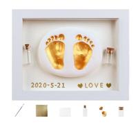 Kit mani piedi per bambini, cornice in legno, forma di mani e piedi, bottiglia trappola per capelli embrus, ricordo fatto a mano per neomamme, papà, vernice sicura e atossica per ricordi di bambini