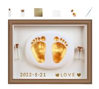 Kit mani piedi per bambini, cornice in legno, forma di mani e piedi, bottiglia trappola per capelli embrus, ricordo fatto a mano per neomamme, papà, vernice sicura e atossica per ricordi di bambini