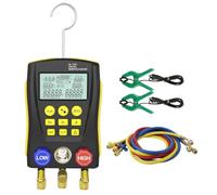 Kit Manifold Digitale PLAYOCCAR per Refrigerazione,Tester pressione/vuoto/temperatura per 93 gas refrigeranti (inclusi R134A, 1234YF, R22, R12, R404A, R410A) con clip test e tubi per climatizzatori