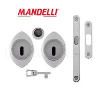 KIT MANIGLIE INCASSO PORTA SCORREVOLE + SERRATURA MANDELLI CLIP 368TCS CROMO S.