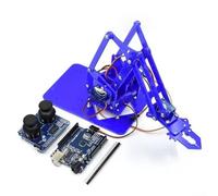 Kit manipolatore robot compatibile con Arduino costruito in materiale acrilico con funzionalità artiglio per robotica educativa e pratica di codifica (blu pro、)