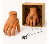 Kit Mano Stile "La Cosa" + Collana Gotica con Lettera W | Ispirato alla Figlia della Famiglia Addams | Regalo gotico, Cosplay e decorazione Dark