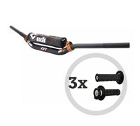 Kit Manubrio - CFT Pum MX + 3 paia di manopole MX V2 Lock-On Half-Waffled, bianco