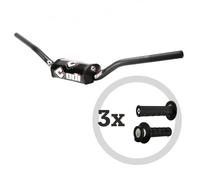 Kit manubrio - Pum Flight MX + 3 paia di manopole MX V2 Lock-On Half-Waffled, bianco