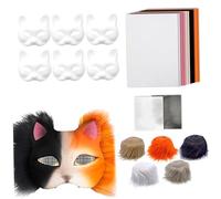 Kit maschera Therian Maschera realistica per gatti a mezza faccia vuota con foglio di tessuto in feltro, pellicce finte in peluche e rete per gli occhi, costume animale decorativo per feste masche