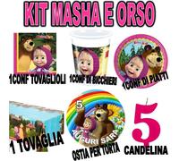 KIT MASHA E ORSO ADDOBBI FESTA COMPLEANNO PIATTI coordinati OSTIA PARTY BDAY