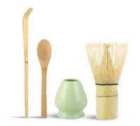 Kit Matcha Complet - 4 Pièces Matcha Kit avec 100 bastoncini chasen, Matcha Whisk, Cuchara Matcha, Support - Kit Matcha Ceremonial Japonais pour Thé Vert WQDD STANPET