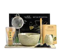 Kit Matcha Revalinx 7 pezzi - Set completo per la cerimonia del tè matcha - Frustino in bambù, Ciotola matcha, Cucchiaio, Supporto frustino, Setaccio, Panno - Servizio da tè giapponese, ebook incluso.