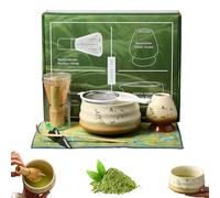 Kit matcha, set di matcha giapponese da 7 pezzi include frusta di bambù, ciotola in ceramica, cucchiaio, supporto per cucchiaio, setaccio, canovaccio e supporto per tè per i regali per gli amanti del