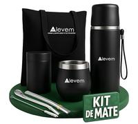 Kit Mate Argentino Completo 7 Pcs - Include Zucca Opaco, 2 Lampadina Opaco, Thermos Opaco Argentino 1L, Scatola per riporre Yerba Mate Argentina e Borsa per il trasporto del Kit Mate - Mate Argentino