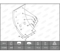 Kit materiale d'attrito, Freno a tamburo BERAL per LK/LN2 3.97 1984-1998
