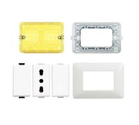 KIT MATIX SCATOLA 503 SUPPORTO BIPASSO FALSO POLO INTERRUTTORE PLACCA BIANCO