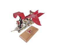 Kit meccanico aeromobile in metallo, azionamento Stirling, HX-18 | Gli ingranaggi, la biella, le cinghie e il movimento delle ali si uniscono in una struttura multiparti.