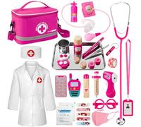Kit medico per bambine 34 pezzi con borsa medica e vero stetoscopio, divertente gioco di ruolo per ragazzi e ragazze dai 3 ai 5 anni