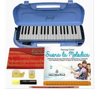 Kit Melodica Diamonica 37 Tasti Blu con Custodia in ABS | Kit Cancelleria e Meto