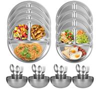 Kit Mess Outdoor, Backpacking Escursionismo, Campeggio Acciaio Inox Dinnerware Set, Con Stoviglie Lucido, Piatti, Ciotole, Tazze, Cucchiai, Forchette, Pz 28