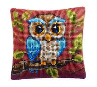 Kit Mezzo Punto Ricamo Animale Gufo Dei Cartoni Animati Copricuscino Arazzo Fai Da Te,Kits Per Cuscino A Punto Croce Per Arredamento Casa,Kit Per Ricamo Per Principianti 43x43cm