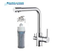 Kit microfiltrazione acqua potabile cucina + rubinetto a 3 vie RIVER ARGENTO 3 v