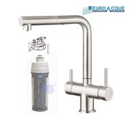 Kit microfiltrazione acqua potabile cucina + rubinetto satinato con doccetta es