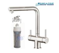 Kit microfiltrazione acqua potabile cucina + rubinetto satinato con doccetta es