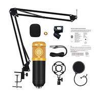 Kit microfono a condensatore di registrazione studio con supporto per braccio ammortizzatore cavo windscreening per la trasmissione di rete in linea (colore: C) (E)
