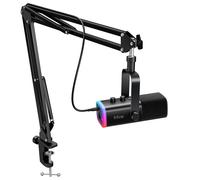 Kit microfono da gioco FIFINE XLR/USB con jack per cuffie/muto/RGB/supporto per braccio, set di microfoni dinamici per PC PS5/4 Mixer AmpliGame AM8T