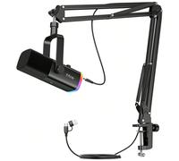 Kit microfono per podcast FIFINE AM8, microfono da gaming con supporto, set microfono XLR/USB per computer/PC/mixer XLR, microfono dinamico con supporto, manopola di controllo, pulsante di mute, manop