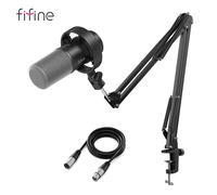 Kit Microfono per Podcast FIFINE con Mixer Audio e Supporto per PC, Microfono da Studio per Registrazione e YouTube - K688/H8/Ampli1